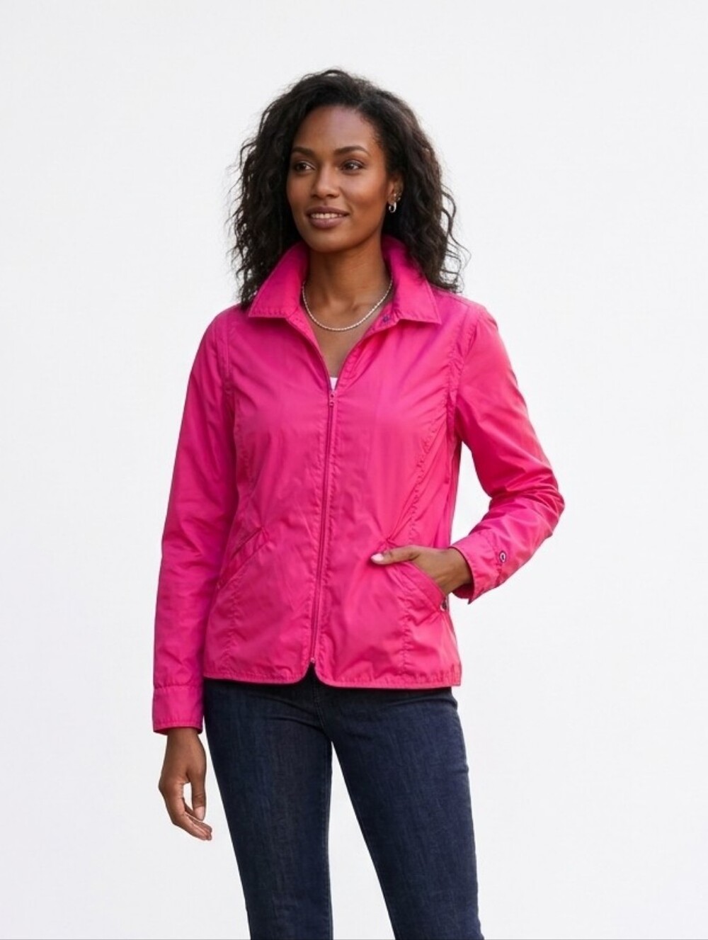 Façonnable Water Resistant Windbreaker Jacket Vest Nylon Fuscia Hot Pink Size XL